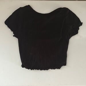 Bozzolo Black Ruffled Crop Blouse